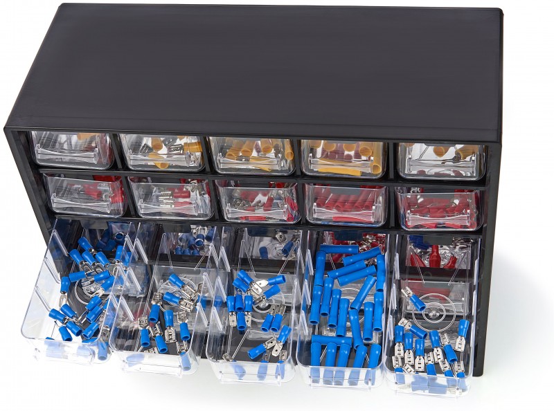 HBM 1012-delt Kabelsko Assortiment i 25-skuffers skuffeskab HBM 1012-delt Kabelsko Assortiment i 25-skuffers skuffeskab