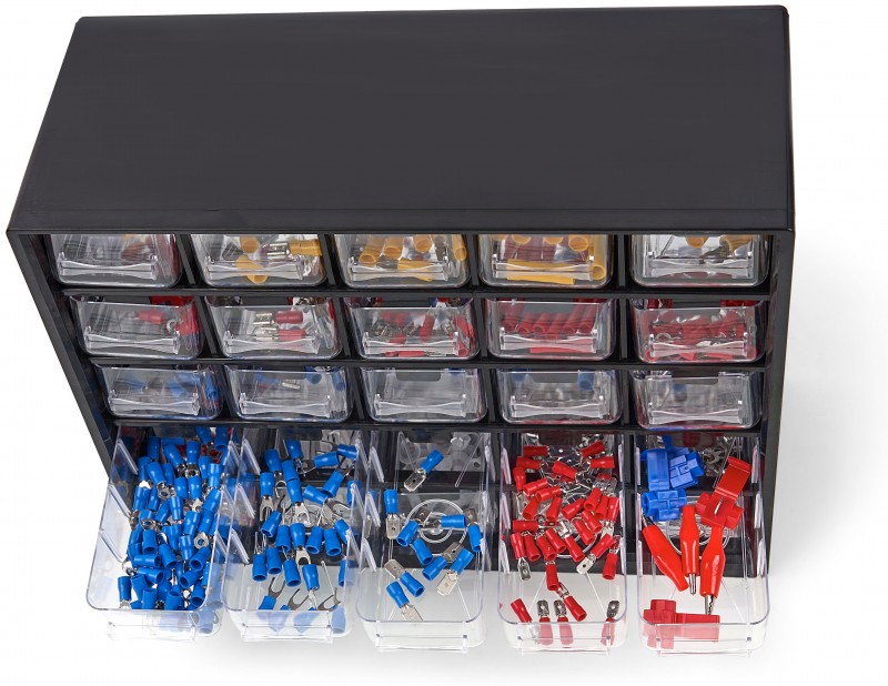 HBM 1012-delt Kabelsko Assortiment i 25-skuffers skuffeskab HBM 1012-delt Kabelsko Assortiment i 25-skuffers skuffeskab