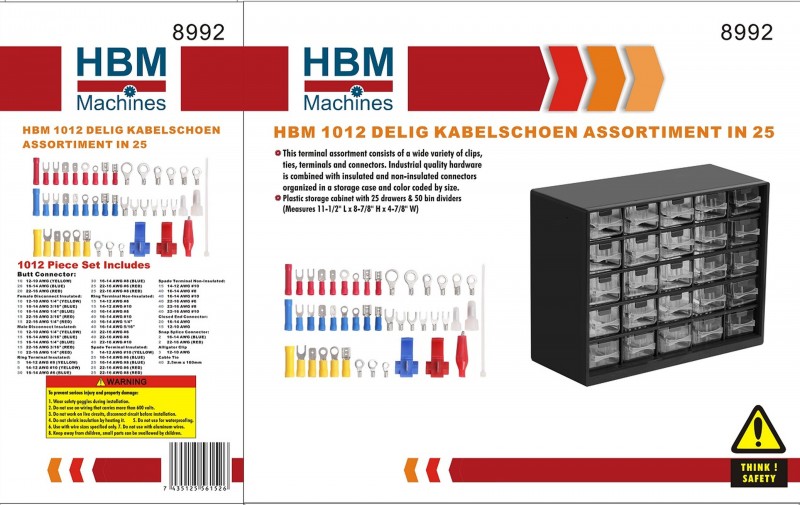 HBM 1012-delt Kabelsko Assortiment i 25-skuffers skuffeskab HBM 1012-delt Kabelsko Assortiment i 25-skuffers skuffeskab