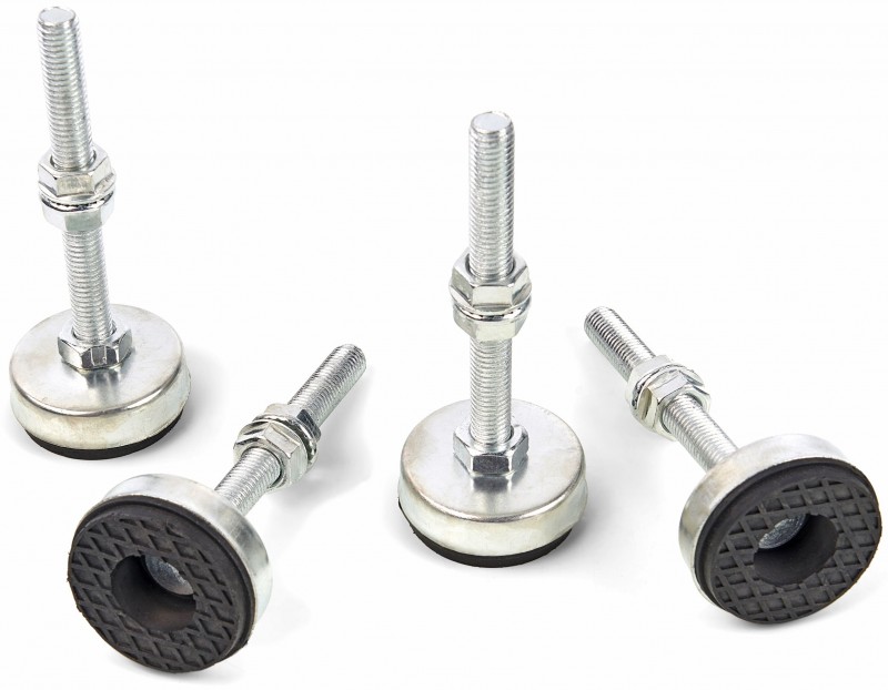 HBM 4-delige set stelvoeten M12 draad, 125 kg per stuk, 5,5 x 5,5 x 2 cm