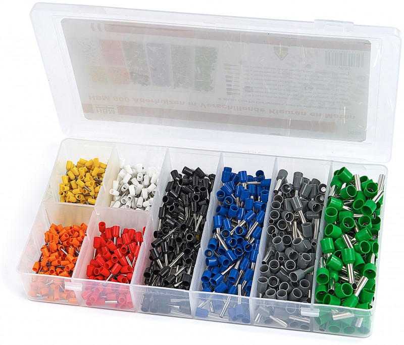 HBM Aderhulzen Set 800 Stuks in Diverse Kleuren en Maten
