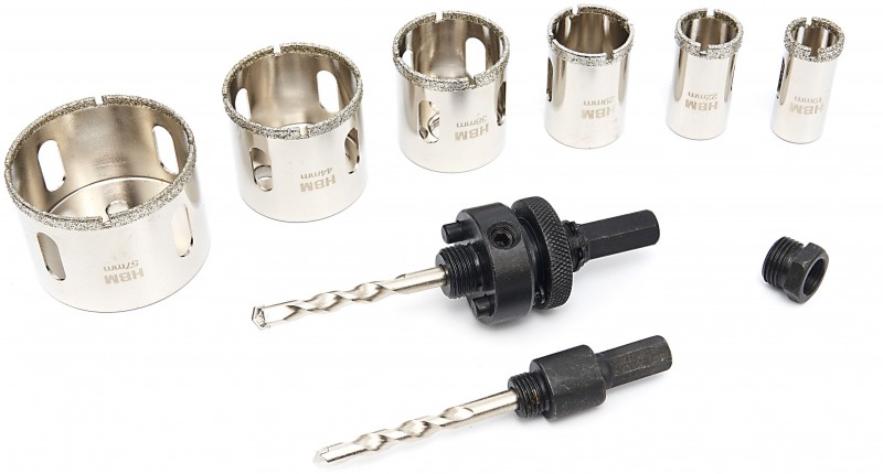 HBM 11-delt professionel diamant hulsavsæt til fliser 19-57 mm.