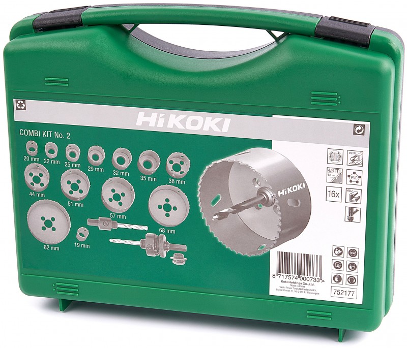 HiKOKI 752177 13-delige gatzagenset in cassette bi-metaal voor koper, rvs, baksteen, gietijzer, gipsplaat, kunststof en hout HiKOKI 752177 13-delige gatzagenset in cassette bi-metaal voor koper, rvs, baksteen, gietijzer, gipsplaat, kunststof en hout