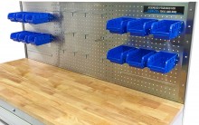 HBM verrijdbare werkbank 158 cm RVS met 10 laden, deur en achterwand
