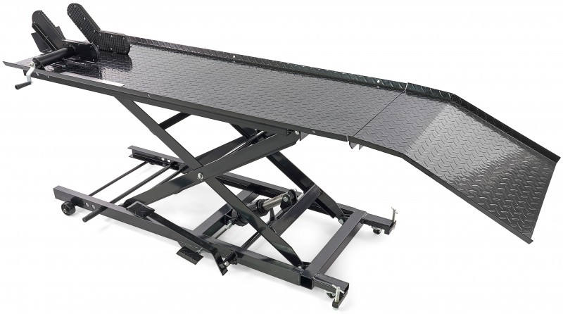 HBM motorheftafel 450 kg – hydraulisch, verstelbaar, antislip, verrijdbaar, 250 cm, maximale hoogte 80 cm