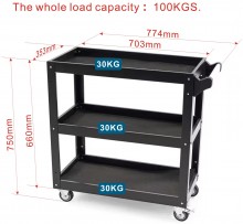 HBM deluxe gereedschapstrolley 3-laags 76 cm, 90 kg draagvermogen HBM deluxe gereedschapstrolley 3-laags 76 cm, 90 kg draagvermogen