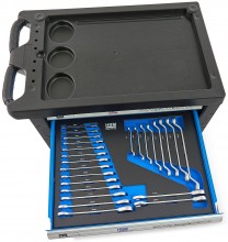 HBM gevulde gereedschapswagen 196-delig blauw, 7 laden, 4 wielen, slot, 100 kg draagvermogen