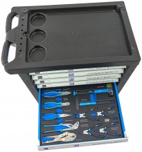 HBM gevulde gereedschapswagen 196-delig blauw, 7 laden, 4 wielen, slot, 100 kg draagvermogen