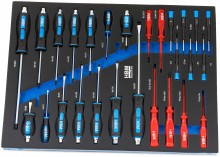 HBM gevulde gereedschapswagen 196-delig blauw, 7 laden, 4 wielen, slot, 100 kg draagvermogen