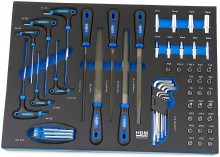 HBM gevulde gereedschapswagen 196-delig blauw, 7 laden, 4 wielen, slot, 100 kg draagvermogen