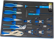 HBM gevulde gereedschapswagen 196-delig blauw, 7 laden, 4 wielen, slot, 100 kg draagvermogen