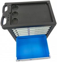 HBM gevulde gereedschapswagen 196-delig blauw, 7 laden, 4 wielen, slot, 100 kg draagvermogen