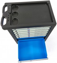 HBM gevulde gereedschapswagen 196-delig blauw, 7 laden, 4 wielen, slot, 100 kg draagvermogen