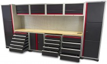 HBM Professional Deluxe modulair werkplaatssysteem 16-delig zwart rood
