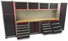 HBM Professional Deluxe modulair werkplaatssysteem 16-delig zwart rood
