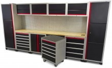 HBM Professional Deluxe modulair werkplaatssysteem 16-delig zwart rood
