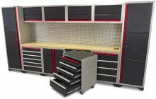 HBM Professional Deluxe modulair werkplaatssysteem 16-delig zwart rood
