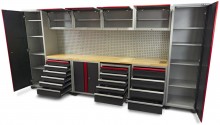HBM Professional Deluxe modulair werkplaatssysteem 16-delig zwart rood
