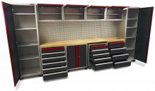 HBM Professional Deluxe modulair werkplaatssysteem 16-delig zwart rood
