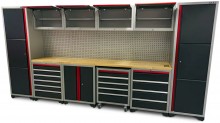 HBM Professional Deluxe modulair werkplaatssysteem 16-delig zwart rood
