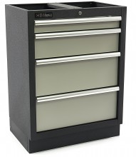 HBM Professionele Gereedschapskast 4 Laden, Staal, Gepoedercoat, 50 kg, 46 x 68 x 91 cm, Grijs