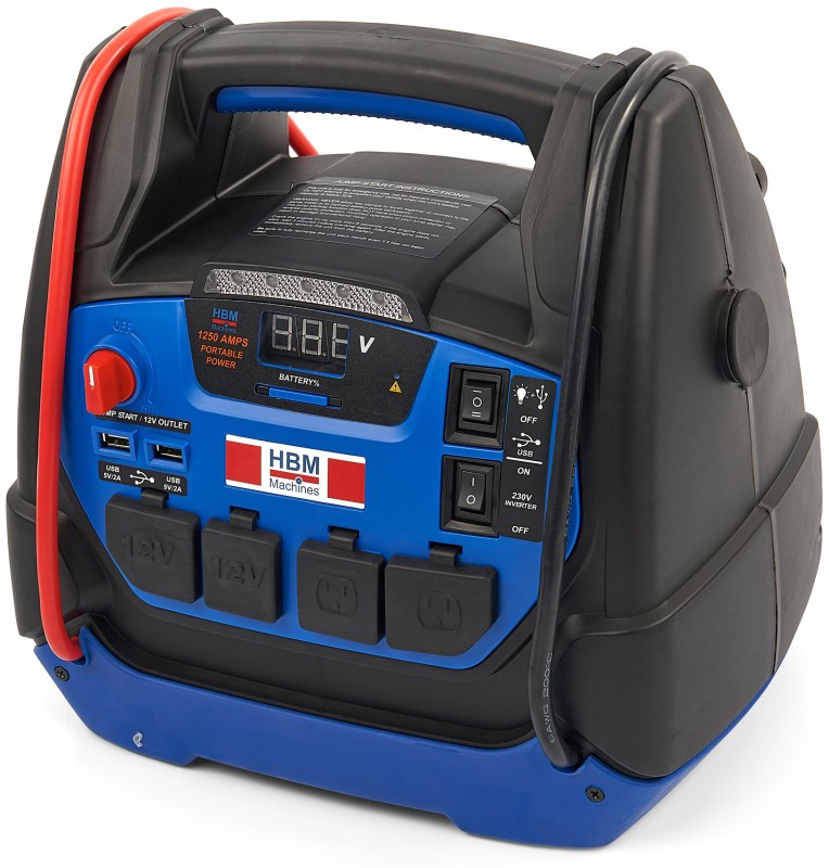 HBM transportabel bil jumpstarter batteribooster 12/230 V 21 Ah 1250 Ah HBM transportabel bil jumpstarter batteribooster 12/230 V 21 Ah 1250 Ah