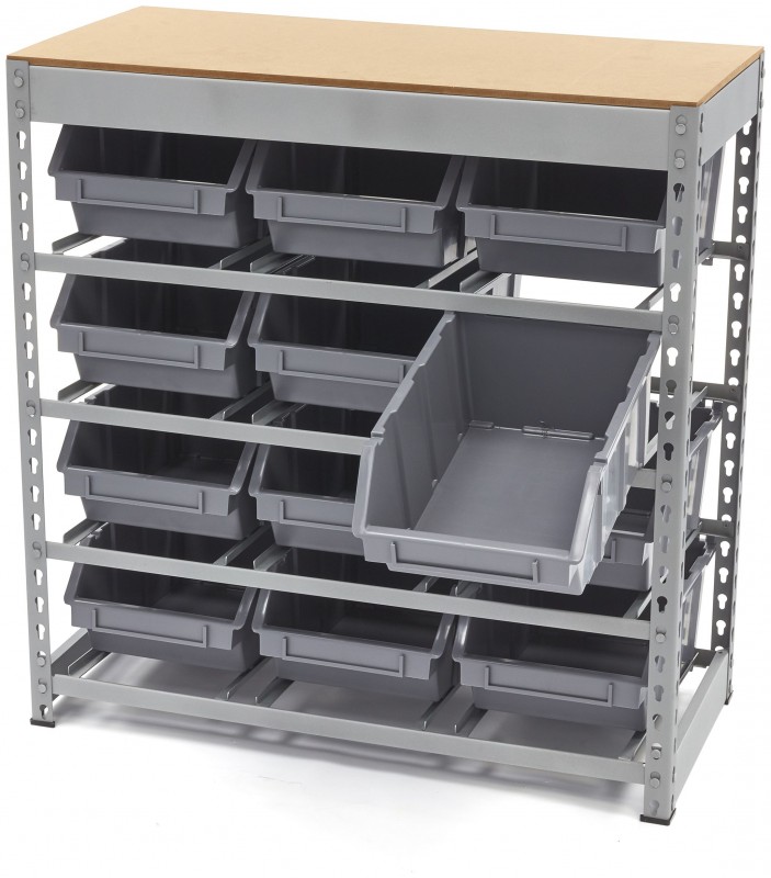 HBM bakkenkast opbergsysteem stelling met 12 opbergbakken 40 x 85 x 88 cm metaal