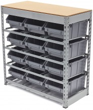HBM bakkenkast opbergsysteem stelling met 12 opbergbakken 40 x 85 x 88 cm metaal