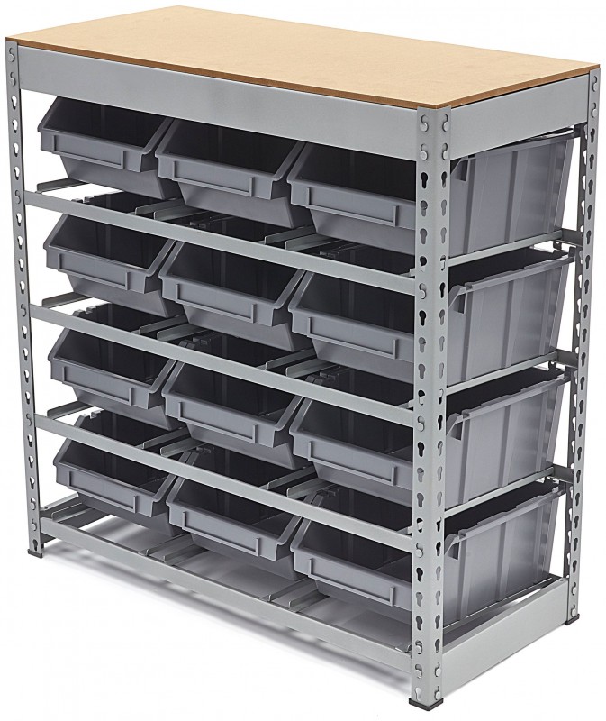 HBM bakkenkast opbergsysteem stelling met 12 opbergbakken 40 x 85 x 88 cm metaal