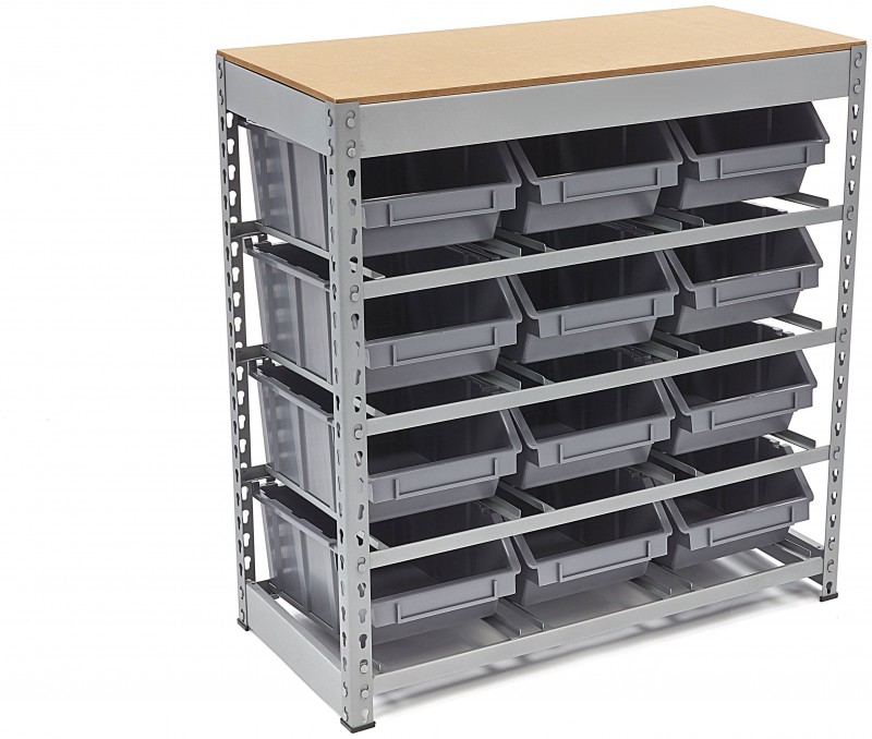 HBM bakkenkast opbergsysteem stelling met 12 opbergbakken 40 x 85 x 88 cm metaal
