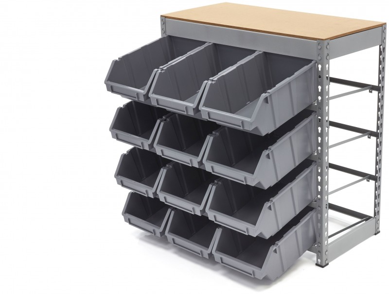 HBM bakkenkast opbergsysteem stelling met 12 opbergbakken 40 x 85 x 88 cm metaal