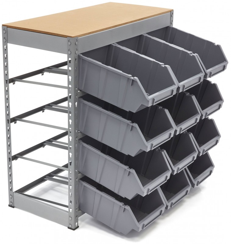 HBM bakkenkast opbergsysteem stelling met 12 opbergbakken 40 x 85 x 88 cm metaal
