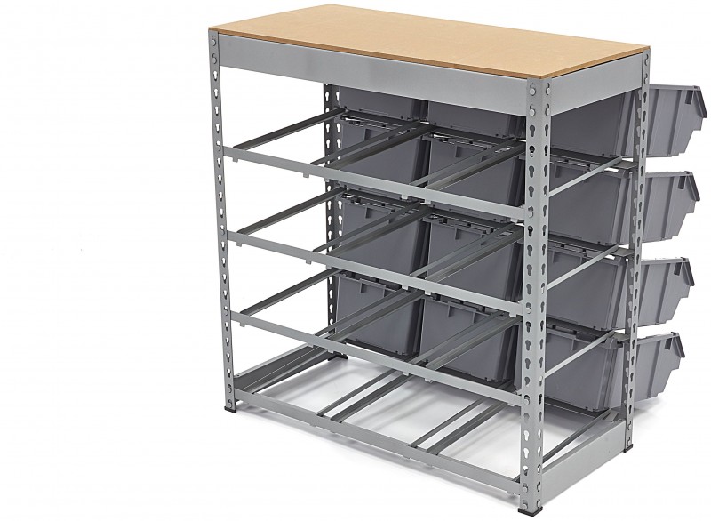 HBM bakkenkast opbergsysteem stelling met 12 opbergbakken 40 x 85 x 88 cm metaal