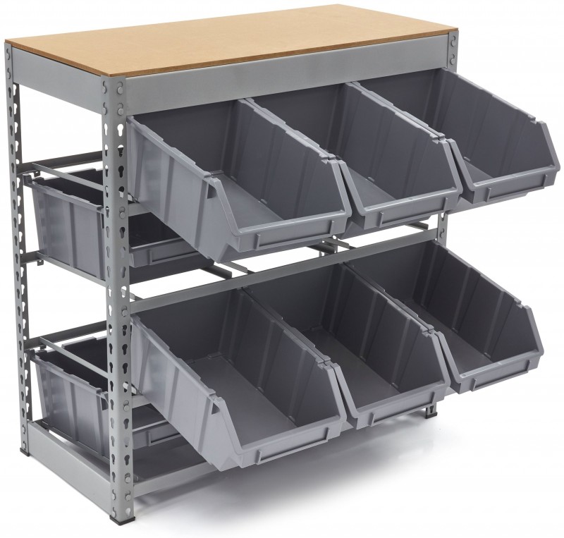 HBM bakkenkast opbergsysteem stelling met 12 opbergbakken 40 x 85 x 88 cm metaal