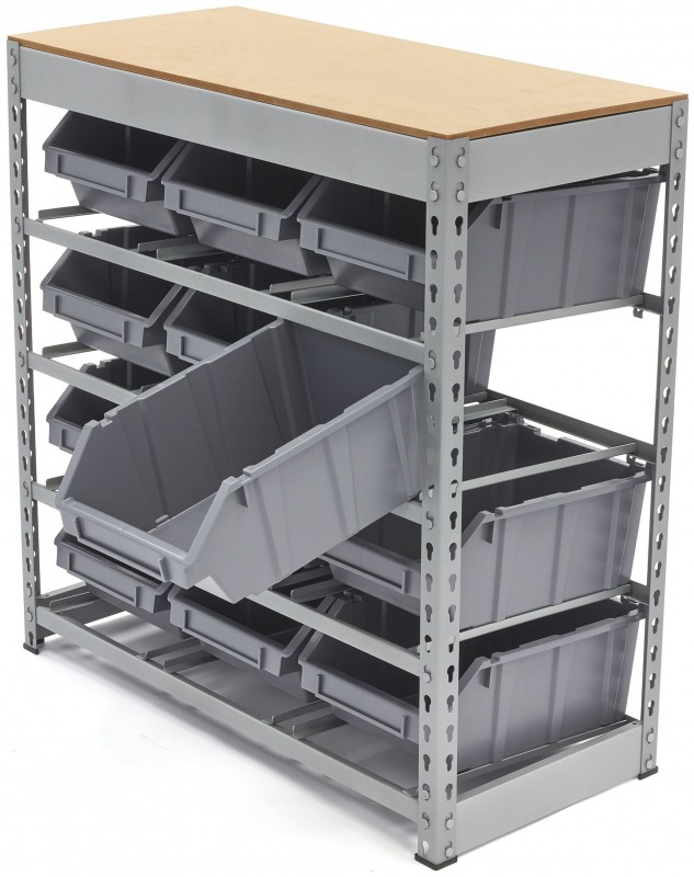 HBM bakkenkast opbergsysteem stelling met 12 opbergbakken 40 x 85 x 88 cm metaal