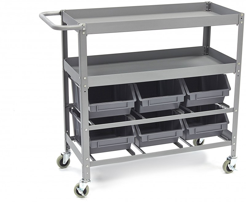 HBM universele gereedschapswagen met 6 opbergbakken, metaal, 99 x 40 x 87 cm, max. 180 kg