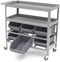 HBM universele gereedschapswagen met 6 opbergbakken, metaal, 99 x 40 x 87 cm, max. 180 kg