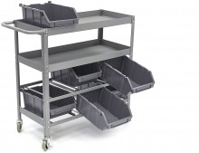 HBM universele gereedschapswagen met 6 opbergbakken, metaal, 99 x 40 x 87 cm, max. 180 kg