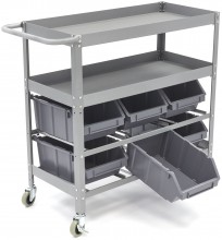 HBM universele gereedschapswagen met 6 opbergbakken, metaal, 99 x 40 x 87 cm, max. 180 kg