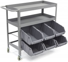 HBM universele gereedschapswagen met 6 opbergbakken, metaal, 99 x 40 x 87 cm, max. 180 kg
