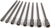 HBM 8-delige magnetische dopsleutelset 150 mm extra lang met HEX opname, chromevanadium HBM 8-delige magnetische dopsleutelset 150 mm extra lang met HEX opname, chromevanadium