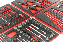 HBM 154-delige Premium Gereedschapsvulling voor Gereedschapswagen - Rood, Foam, 545 x 390 mm, 4 Inlays HBM 154-delige Premium Gereedschapsvulling voor Gereedschapswagen - Rood, Foam, 545 x 390 mm, 4 Inlays