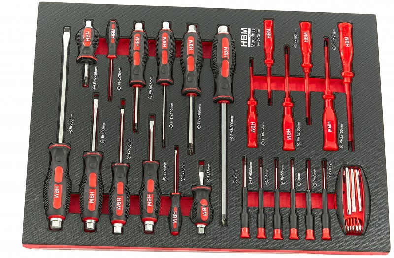 HBM 154-delige Premium Gereedschapsvulling voor Gereedschapswagen - Rood, Foam, 545 x 390 mm, 4 Inlays HBM 154-delige Premium Gereedschapsvulling voor Gereedschapswagen - Rood, Foam, 545 x 390 mm, 4 Inlays