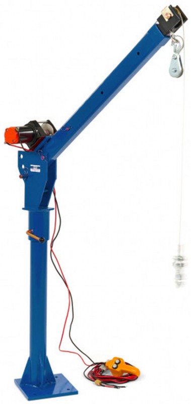HBM elektrische aanhangwagenkraan 500 kg laadkraan, maximaal bereik 1490 mm, hijssnelheid 3,6 m/min