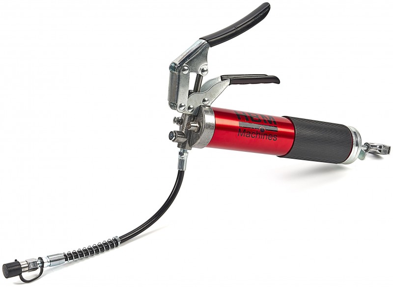 HBM Professionele schaarvetspuit, vetpistool met pistoolgreep, aluminium, 14 oz, 1/8 inch NPT x 27, diameter nippel 38 mm
