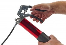 HBM Professionele schaarvetspuit, vetpistool met pistoolgreep, aluminium, 14 oz, 1/8 inch NPT x 27, diameter nippel 38 mm