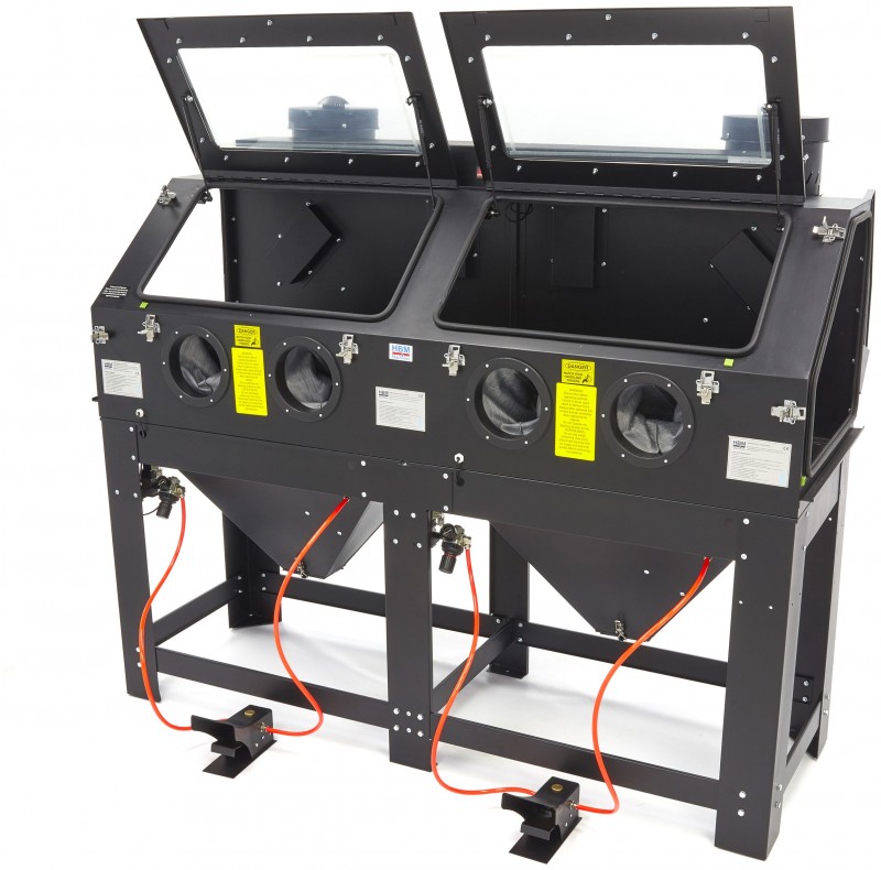 HBM SBC 880 Dubbele Straalcabine met 2 afzuigers, 8 bar, 195 kg
