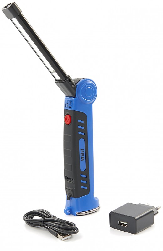HBM Professionele Opvouwbare Oplaadbare LED Lamp 300 Lumen met Haak en Magneet