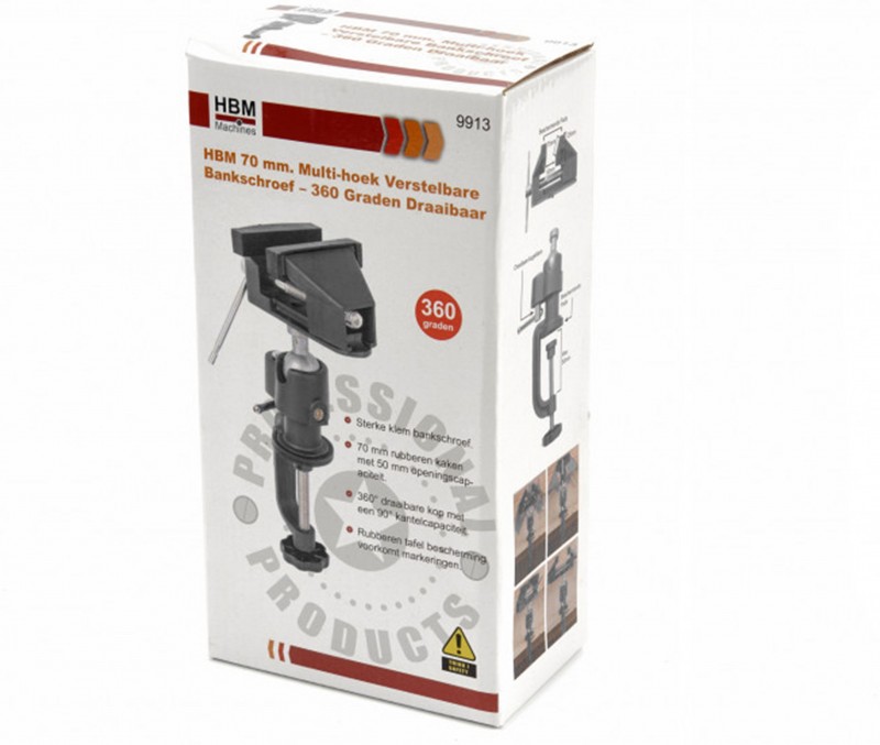 HBM 70 mm Multi-vinkel Justerbar Skruestik 360 Grader Drejelig HBM 70 mm Multi-vinkel Justerbar Skruestik 360 Grader Drejelig