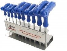 HBM 10-delige metrische T-grepen inbussleutelset chromevanadium kunststof